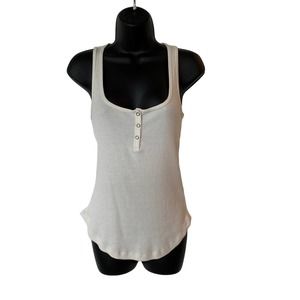 T.LA Cream Snap Front Ribbed Women's Tank Top- size Small